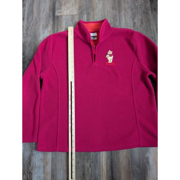 VINTAGE DISNEY Winnie the Pooh Raspberry Pink Fleece Pullover Jacket Medium VTG - Picture 2 of 7